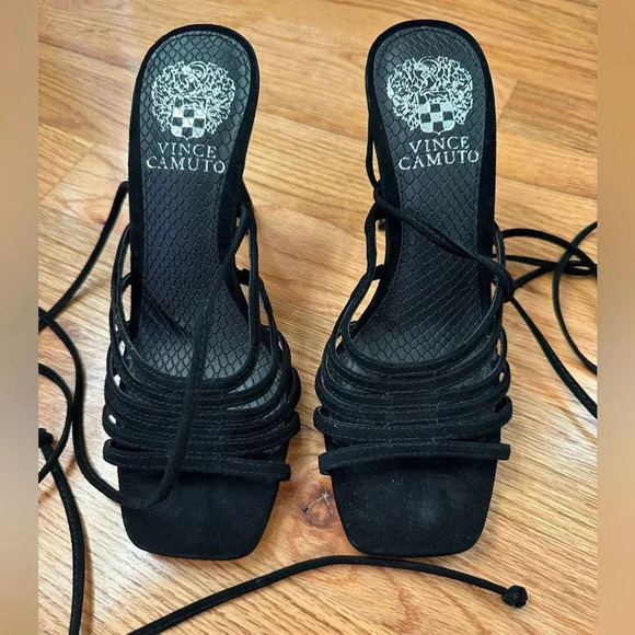 Vince Camuto Suede Black Roselian Sandal - Picture 2 of 13